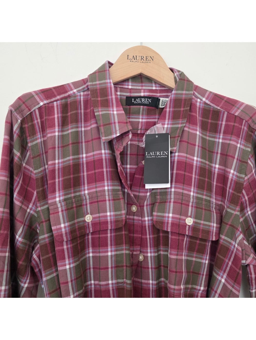 Lauren Ralph Lauren Burgundy Women's Checked Plaid Belted Shirtdress Size: 10 - Picture 3 of 7